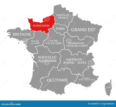 Normandie Red Highlighted In Map Of France Stock Illustration ...