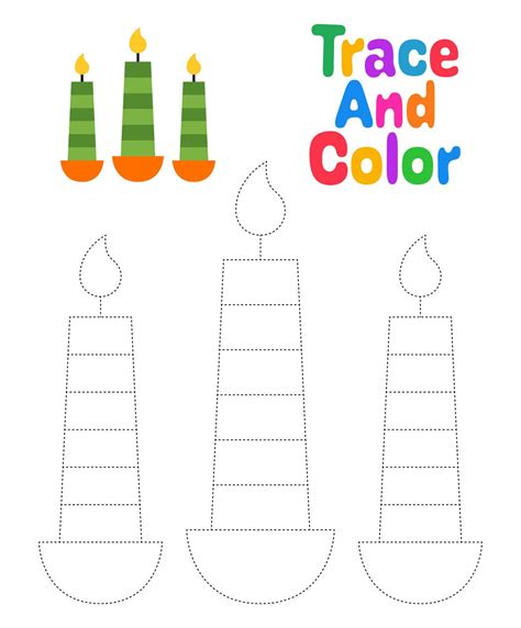 Candle tracing worksheet for kids 17737234 Vector Art at Vecteezy