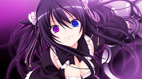 anime heterochromia / odd eyes purple blue (gensou no idea shinomori rinon) Black Hair Bows, Odd ...