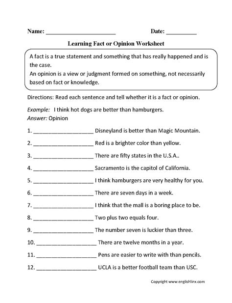 Fact And Opinion Worksheets 3rd Grade - Worksheet Now