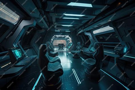 Premium AI Image | The interior of a spaceship with sleek and ...