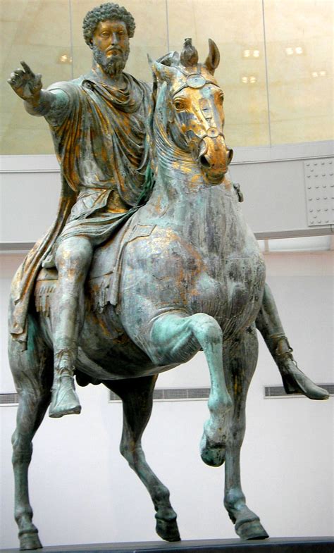 KDS Photo, Rome, Capitoline Museum, gilt bronze statue of emperor Marcus Aurelius on horseback ...