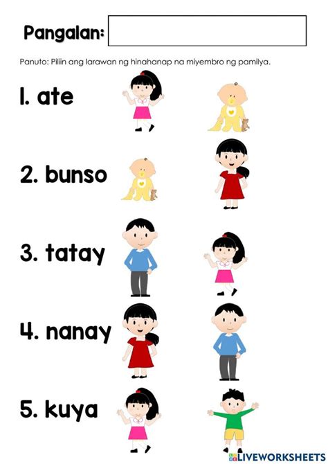 Miyembro ng Pamilya activity | Pre writing activities, Shape worksheets ...