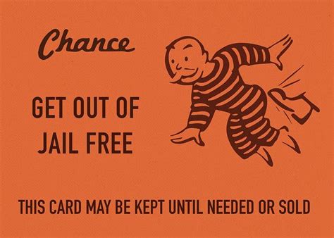 Chance Card Vintage Monopoly Get Out of Jail Free Art Print by Design Turnpike | Card templates ...