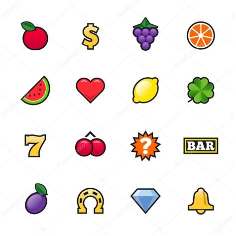 Slot Machine Symbols: Fruit, Bell Horseshoe and Seven - HYMOTION