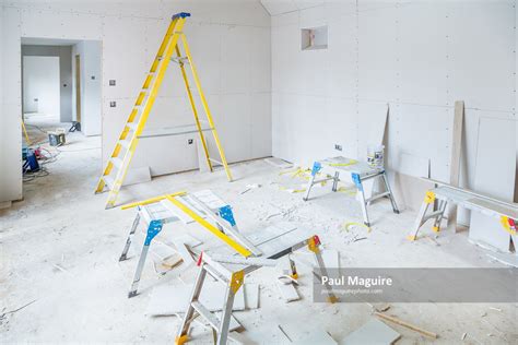 Stock photo - Gypsum plasterboard drywall installation - Paul Maguire