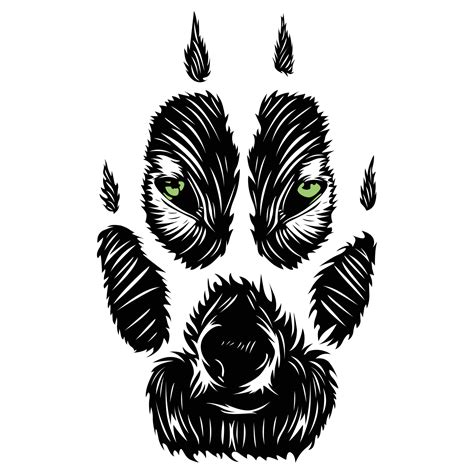 Vector silhouette of wolf paws with wolf face inside 6145961 Vector Art at Vecteezy