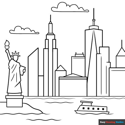 New York Skyline Coloring Page Easy Drawing Guides | The Best Porn Website