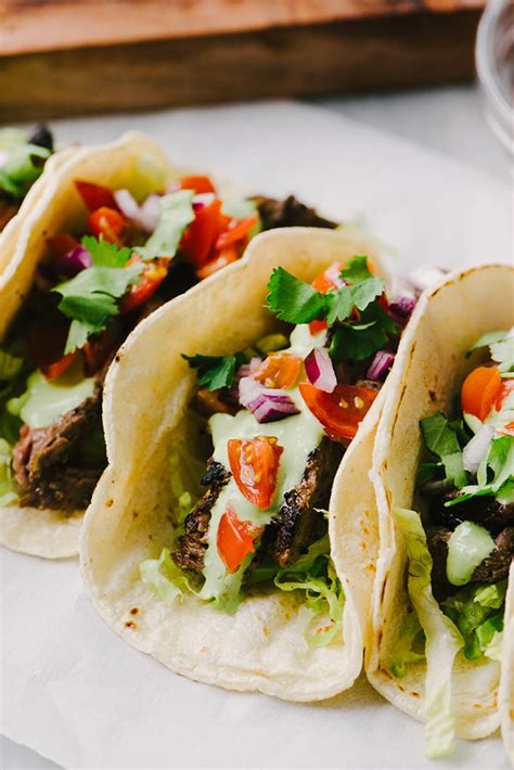 Skirt Steak Tacos with Cilantro Lime Sour Cream | Our Salty Kitchen