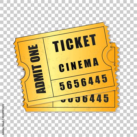 Realistic Two gold cinema tickets isolated object on transparent ...