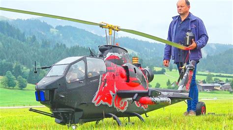 GIANT XXXL RED BULL COBRA AH-1 RC TURBINE MODEL HELICOPTER 1:4 SCALE FLIGHT DEMONSTRATION - YouTube