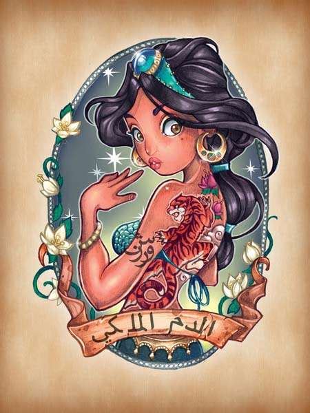 The Art Prints Show You Charming Disney Princesses with Tattoos | Gadgetsin