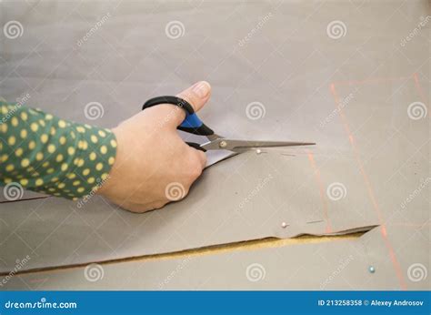 The Process of Cutting the Fabric Stock Photo - Image of sewing, sharp: 213258358