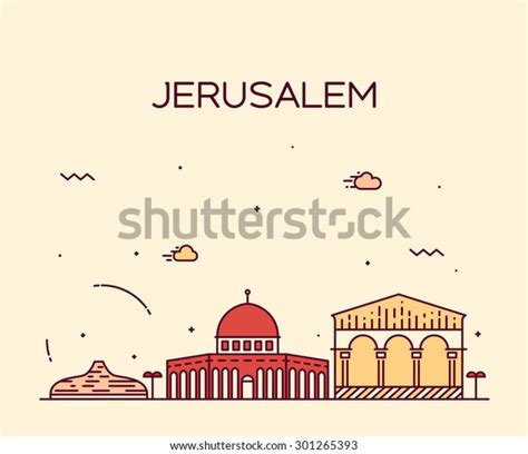 Jerusalem Skyline Detailed Silhouette Trendy Vector Stock Vector ...