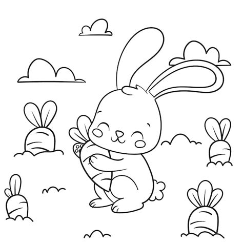 Free Vector | Cute coloring book with bunny