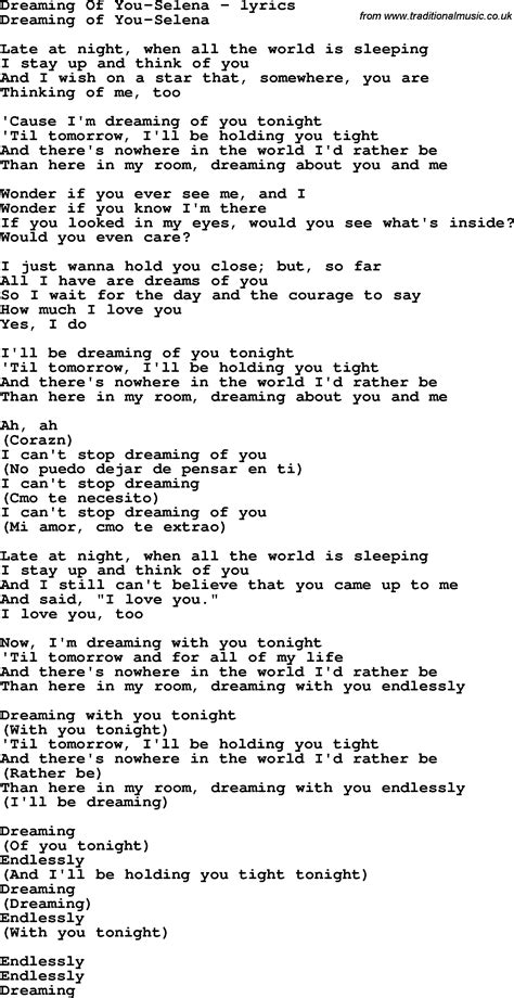 Selena Dreaming Of You Lyrics