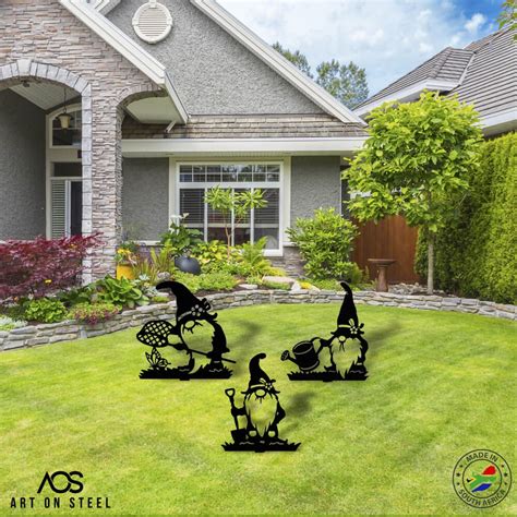 3 Friendly Gnomes Steel Art | Garden Décor - Art on Steel