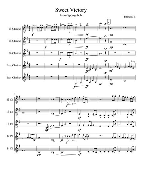 Sweet Victory Sheet music for Clarinet in b-flat, Clarinet bass (Mixed Quintet) | Musescore.com