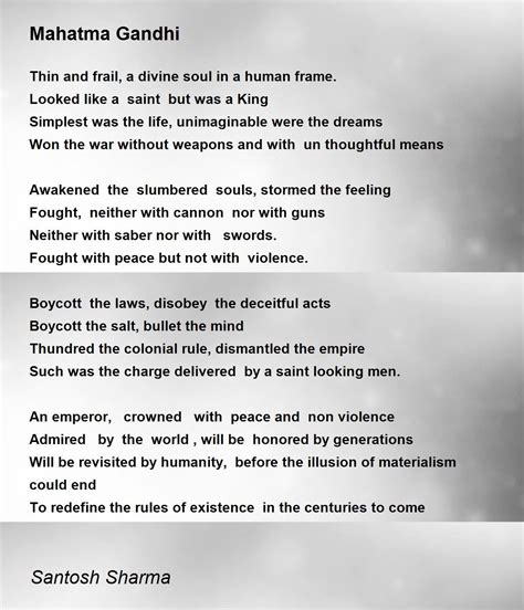 Mahatma Gandhi Poem by Santosh Sharma - Poem Hunter