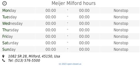 Meijer Milford hours (2019 update)