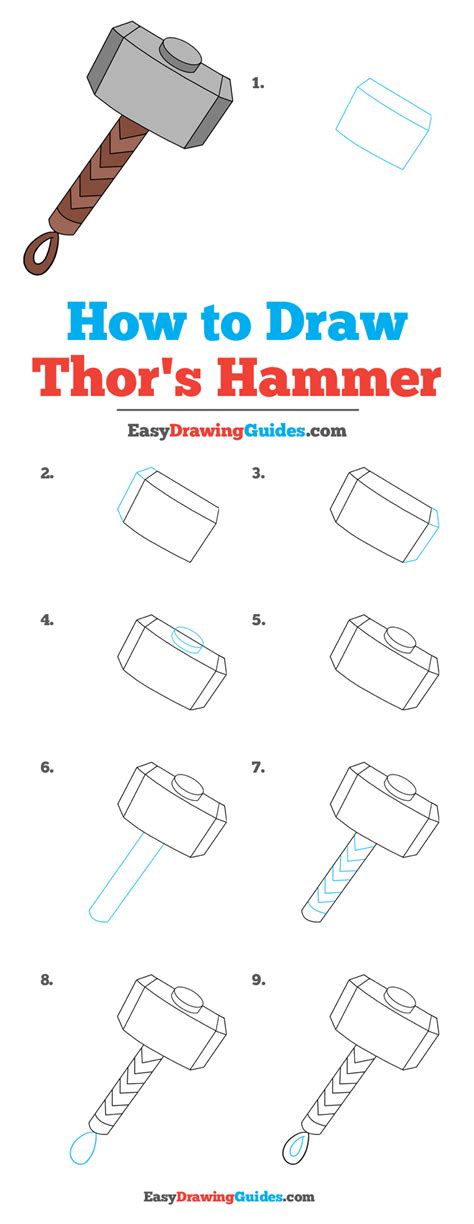 How to Draw Thor’s Hammer Easy Drawing Tutorial, Drawing Tutorials For Kids, Drawing For Kids ...