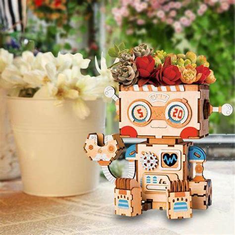 Robotime Flower Pot Robot | A nifty planter in a creative robot design!