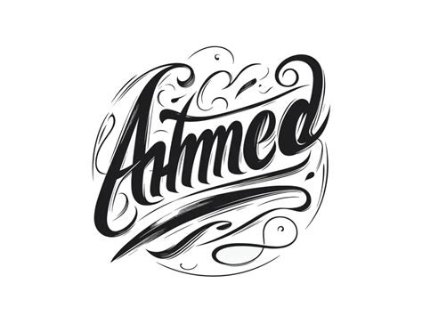 Calligraphic Hand Draw Signature for the Name Ahmed Vector PNG vector ...