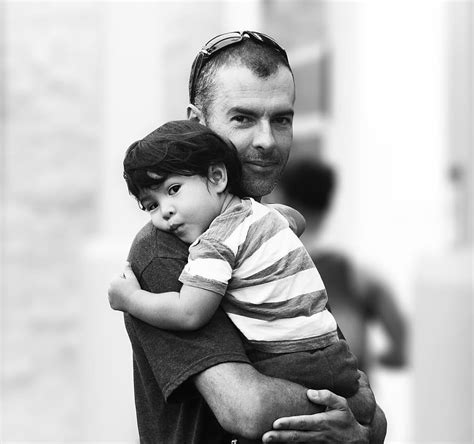 grayscale photography, man, carrying, baby, family, uncle, familia, nephew, child, on arms | Pxfuel