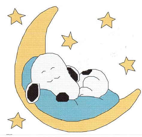 Baby Snoopy Sleeping on the Moon Cross Stitch Pattern Instant - Etsy Canada