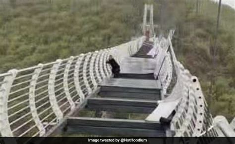 Man Left Dangling From 330-Foot Glass Bridge As Strong Winds Shatter Panels