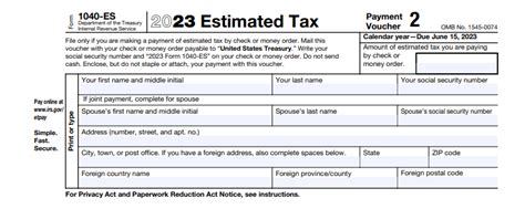 2023 Form 1040 Es Payment Voucher 2 - Printable Forms Free Online