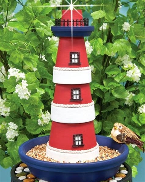 DIY Clay Pot Lighthouse Bird Feeders