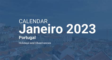 January 2023 Calendar – Portugal