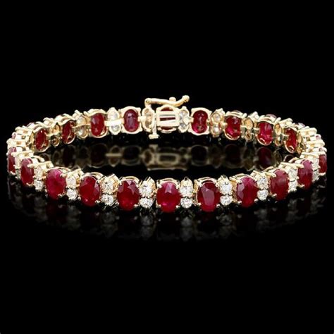 14k Gold 24.50ct Ruby 3.80ct Diamond Bracelet (With images) | Pink diamond bracelets