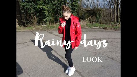 RAINY DAYS OUTFIT | Vinyl red jacket style | Lookbook - YouTube