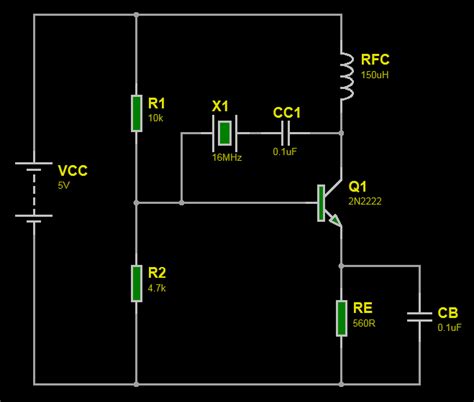 Bipolar Transistor Based Pierce Crystal Oscillator | ee-diary