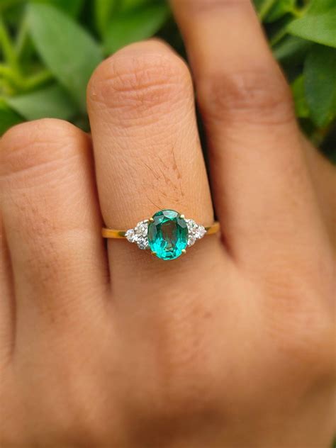 Natural Emerald Engagement Ring Emerald Ring for women Real | Etsy