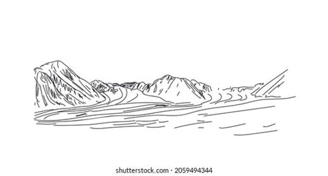 Mountain Landscape Line Drawing Vector Illustration Stock Vector ...