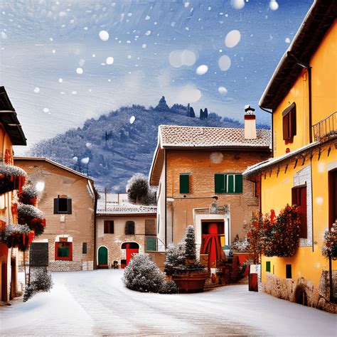 Winter Scene in an Italian Village · Creative Fabrica