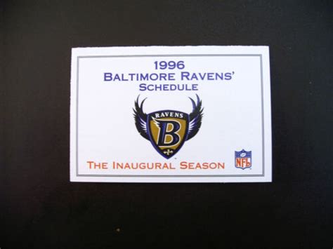 Baltimore Ravens 1996 NFL pocket schedule - Inaugural Season | eBay