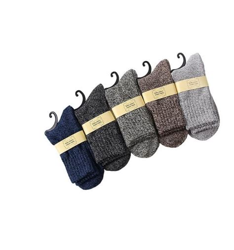 5 Pairs Men's Winter Wool Socks, Warm Thermal Merino Lambs Wool Boots Socks, Size 8-11 - Walmart.com