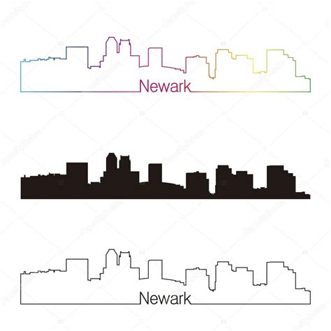 Newark skyline linear style with rainbow — Stock Vector © paulrommer #72247035