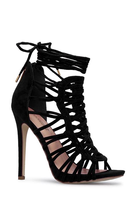 Shoedazzle Sandals-Dressy - Single Sole Analiza Lace Up Heeled Sandal Womens Black Size 7 ...