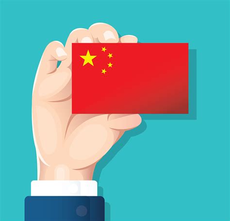 hand holding China flag card with blue background 540133 Vector Art at ...