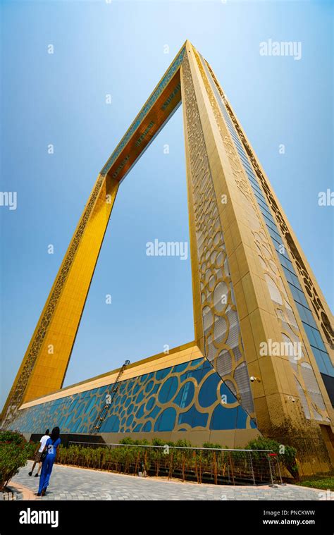 The Dubai Frame , a new tourist attraction with elevated viewing platform, in Dubai, UAE, United ...