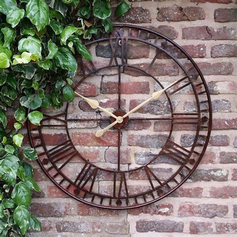 Large Antique Rust Metal Skeleton Clock | Garden clocks, Outdoor clock ...