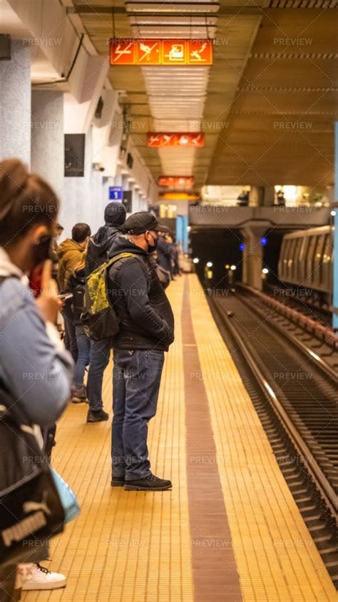 View Of People On Metro Station Platform - Stock Photos | Motion Array