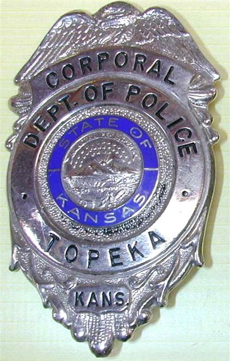 US State of Kansas, City of Topeka Police Department Corporal Badge | State of kansas, Police ...