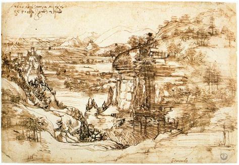 Landscape drawing for Santa Maria della Neve, 1473 - Leonardo da Vinci - WikiArt.org