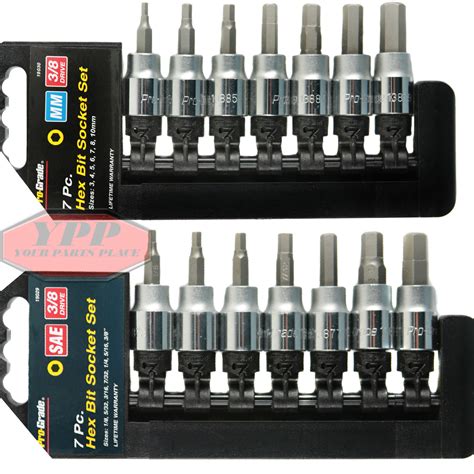 14 Pc Metric & SAE 3/8" Drive Hex Allen Key Bit Ratchet Socket Set Pro Grade New | eBay